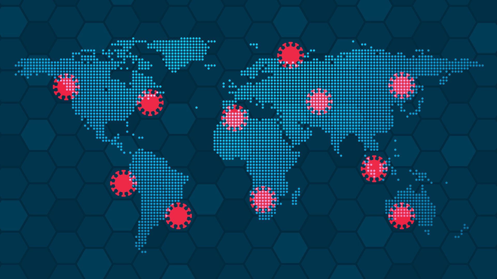 Weltkarte, markiert mit roten Punkten